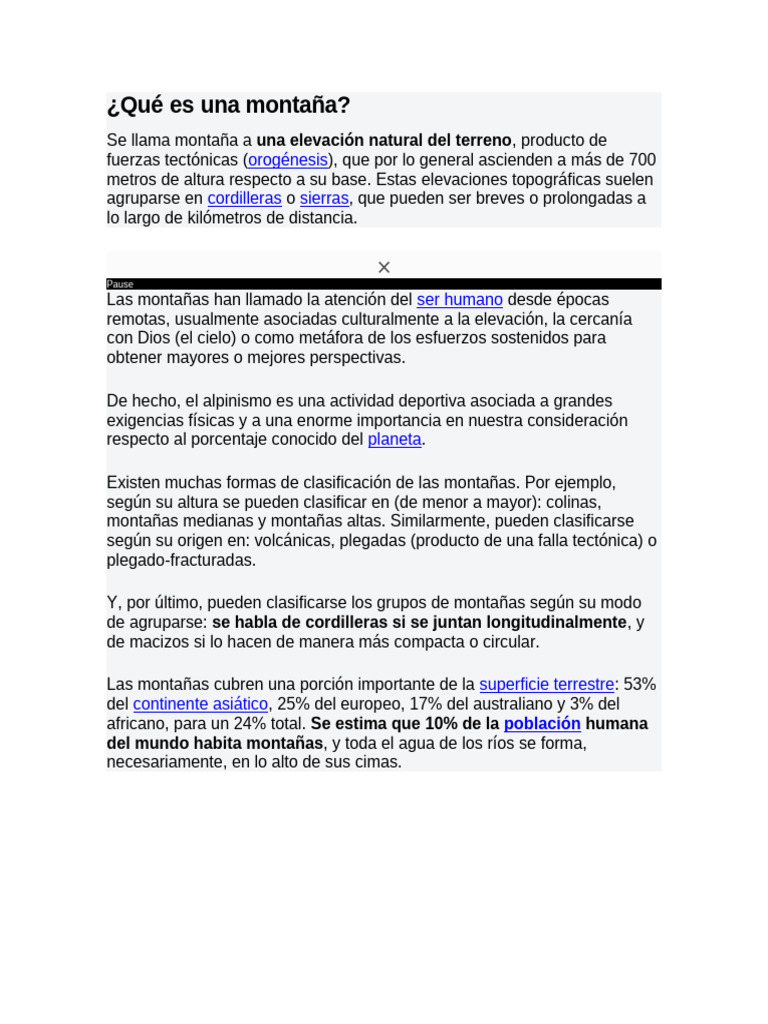 Definición y clasificación de montañas | PDF