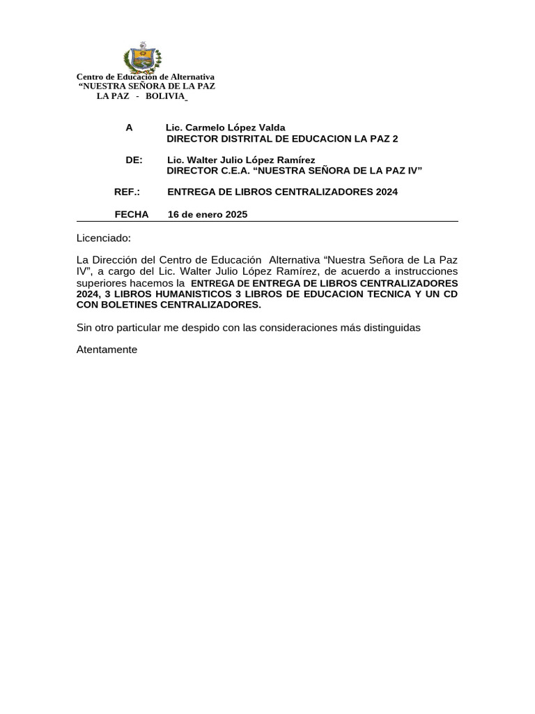 Entrega de Libros 2024 en La Paz | PDF