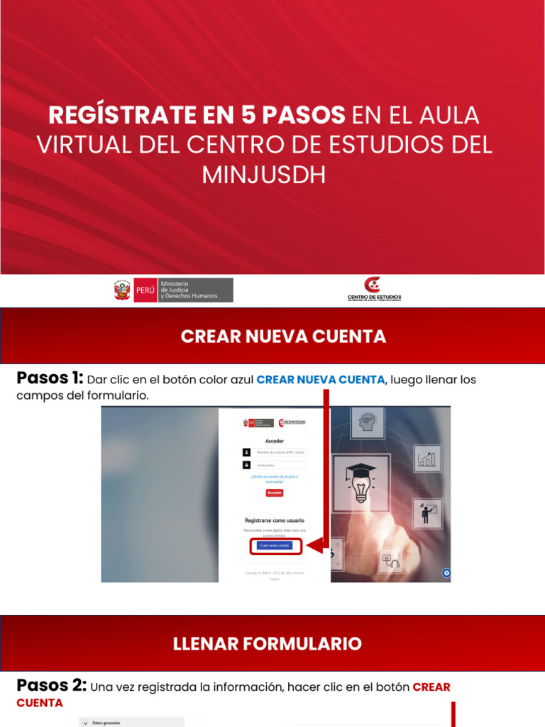 Registro en Aula Virtual Minjusdh | PDF