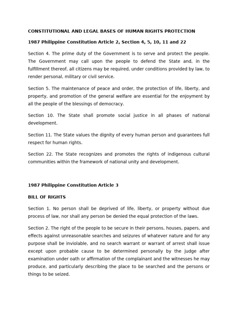 Constitutional and Legal Bases of Human Rights Protection | PDF ...