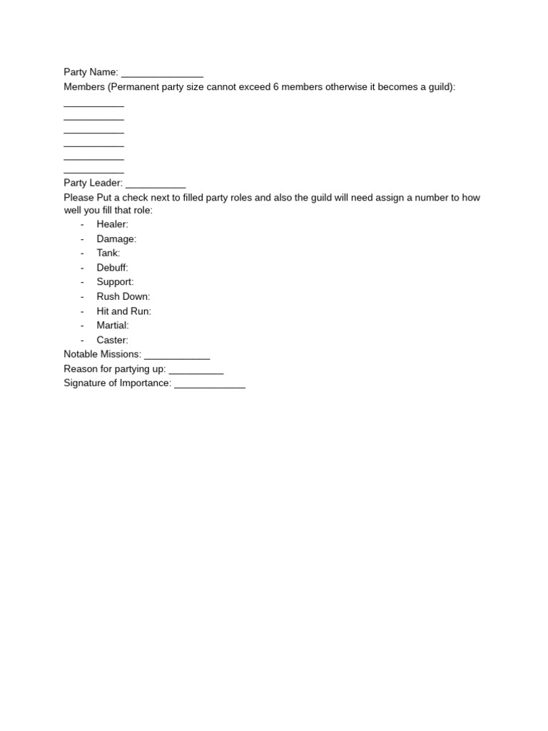 Party Applicartion | PDF