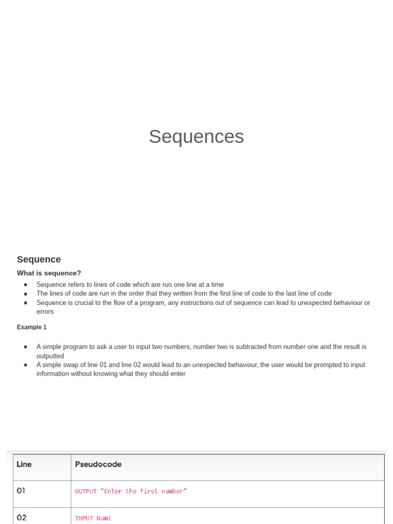 Understanding Code Sequences in Programming | PDF