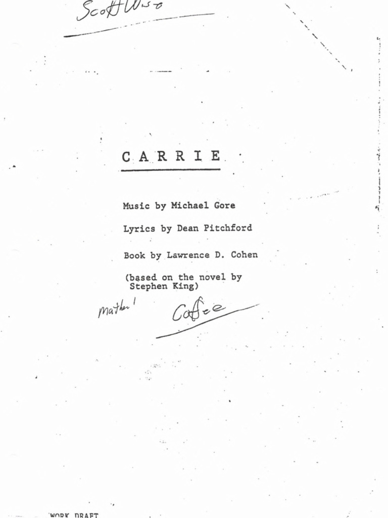 Carrie: The Musical Script (1988) | PDF | Eve | Jesus