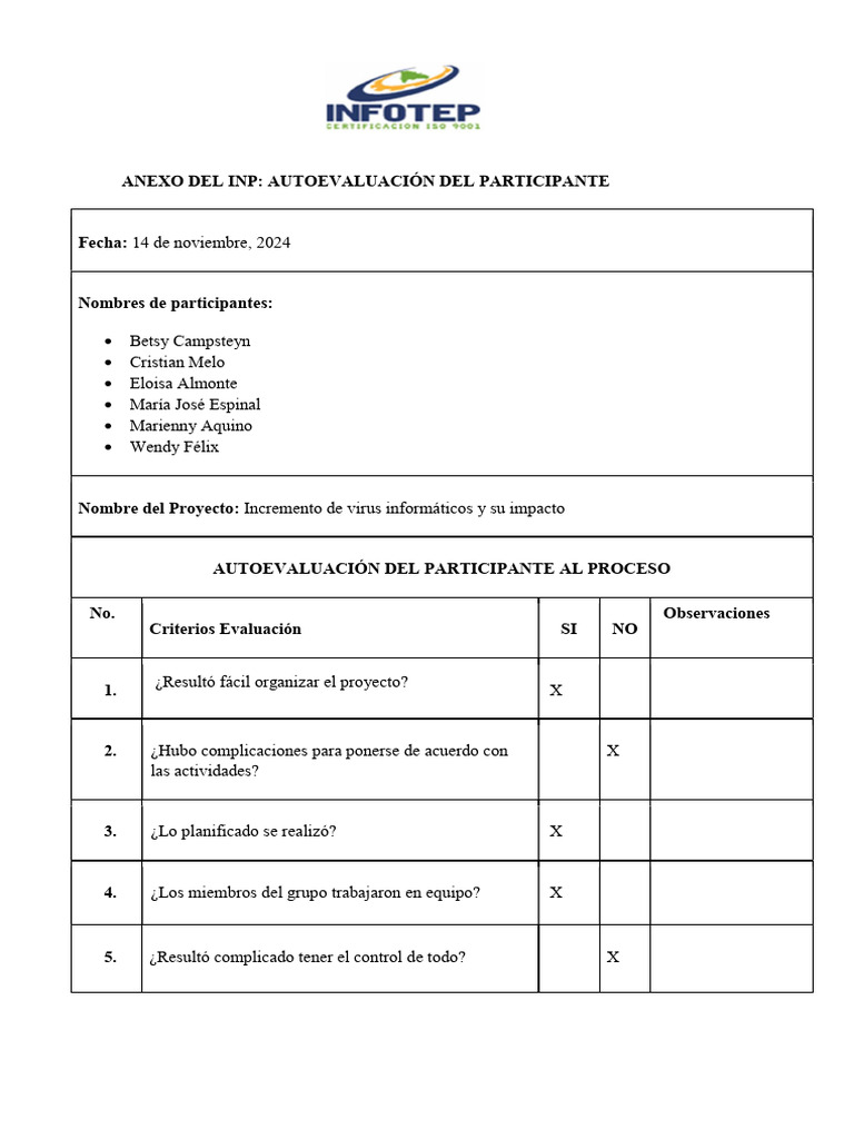Grupo 2 - Formulario INP | PDF