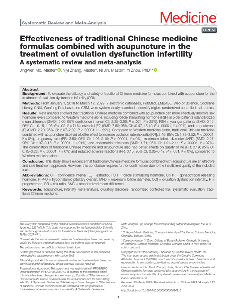 Effectiveness of Traditional Chinese Medicine Formulas Combined With ...
