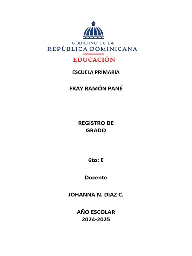 Registro Grado 6to E - Fray Ramón Pané | PDF