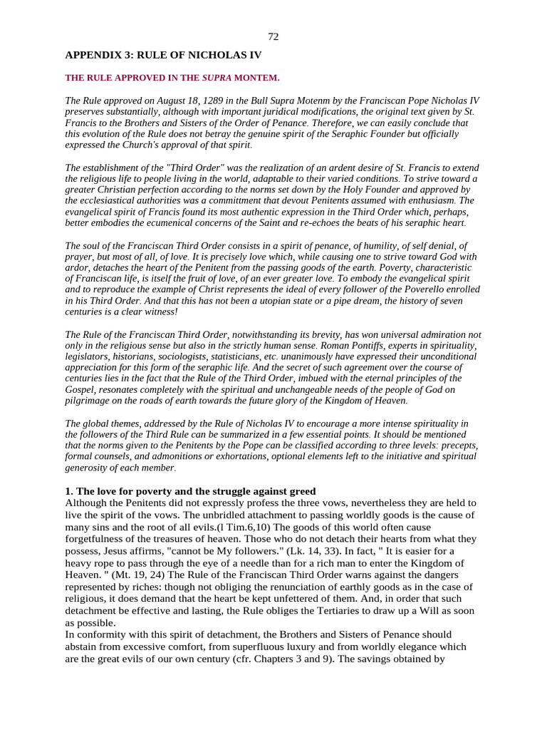 Rule of Nicholas IV for Third Order | PDF | Penance | Christian Worship ...