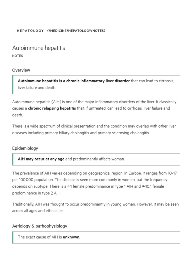 Autoimmune Hepatitis Overview and Symptoms | PDF | Hepatitis | Cirrhosis