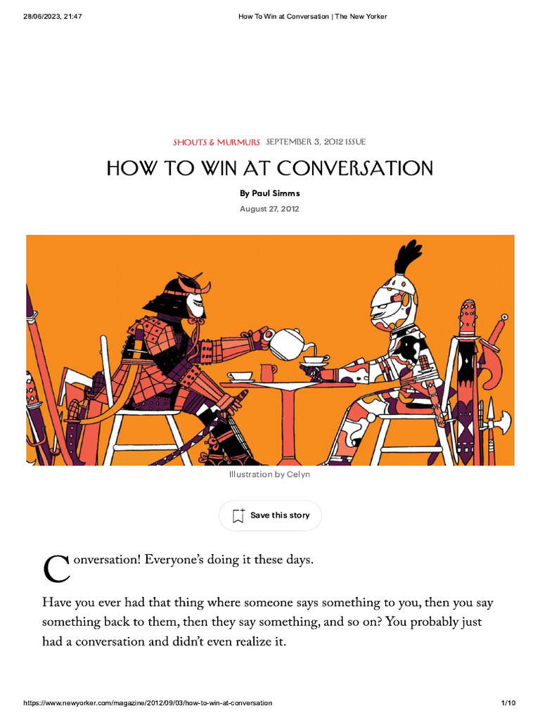 How To Win at Conversation - The New Yorker | PDF