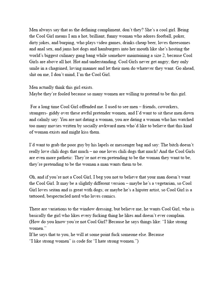 The Cool Girl Monologue Explained | PDF