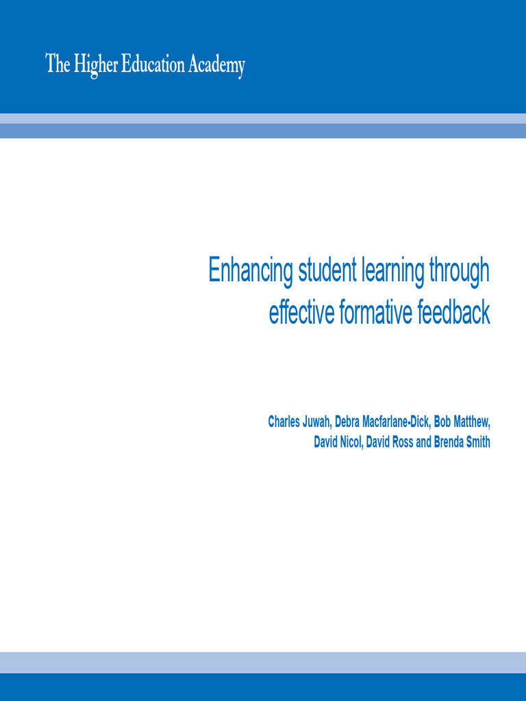 Effective Formative Feedback EFF | PDF | Educational Assessment | Teachers