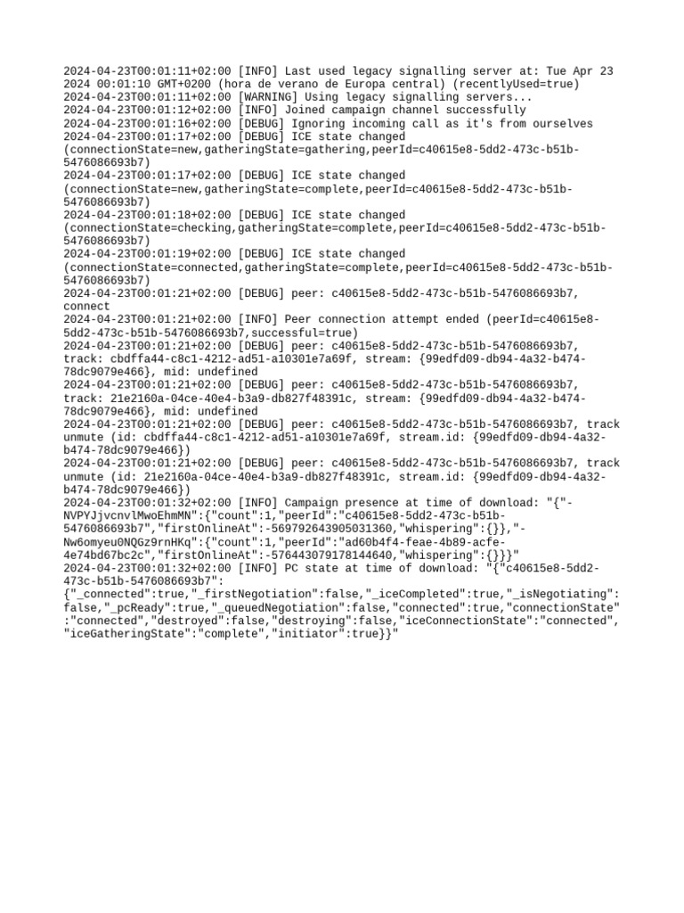 Legacy Signalling Server Log Analysis | PDF