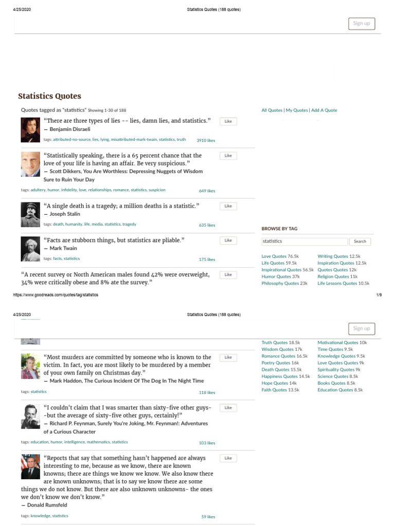 Statistics Quotes (188 Quotes) | PDF | Econometrics | Luck