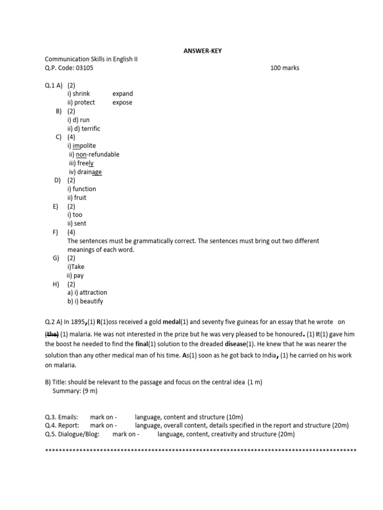 English Communication Skills Exam Guide | PDF