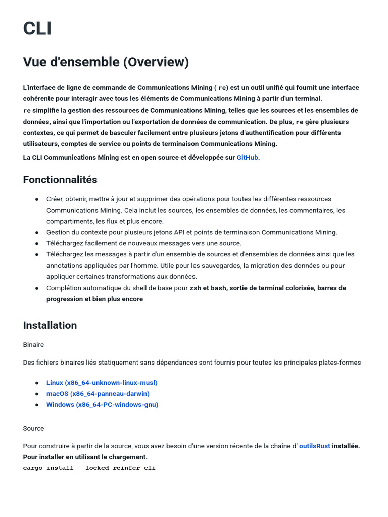 CLI pour Communications Mining : Guide complet | PDF | Interface en ...