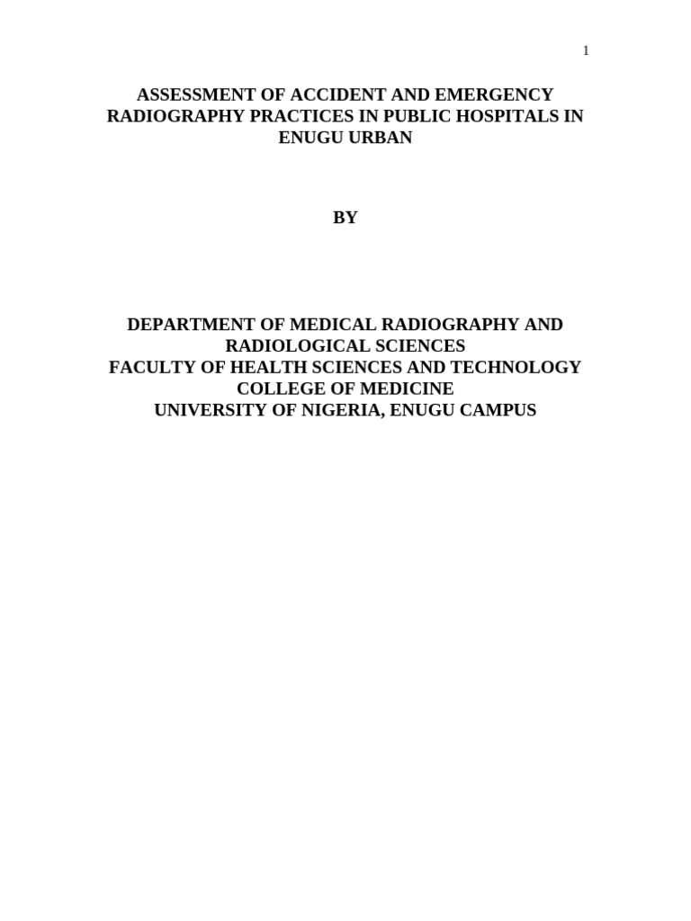 A&E Radiography Practices in Enugu | PDF | Emergency Department | Opioid