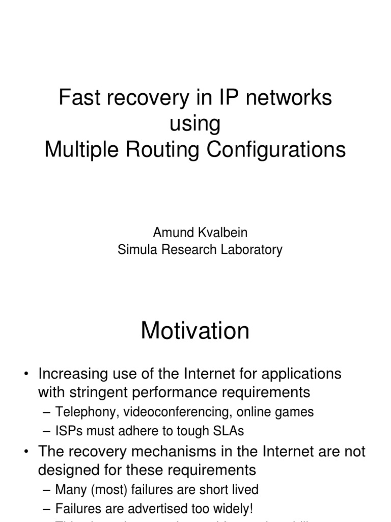 Fast Recovery in IP Networks with MRC | PDF | Business | Computers