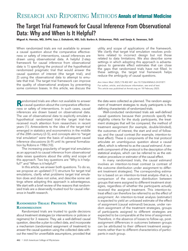 Target Trial Framework for Causal Inference | PDF | Confounding | Causality