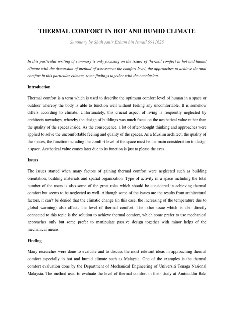Achieving Thermal Comfort in Humid Climates | PDF | Climate | Natural ...