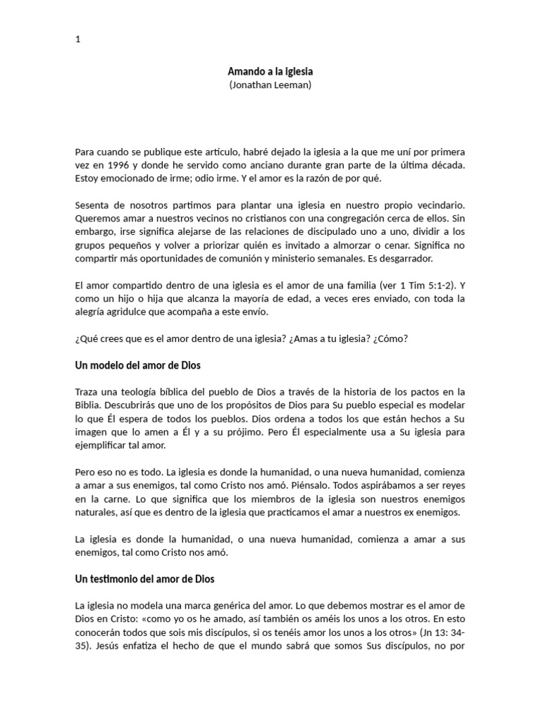 Amando a la iglesia | PDF | Amor | Iglesia cristiana