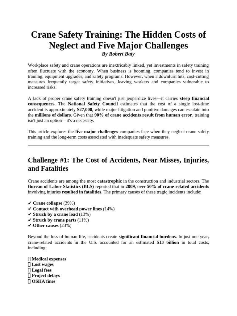 Crane Safety Training The Hidden Costs of Neglect and Five Major ...