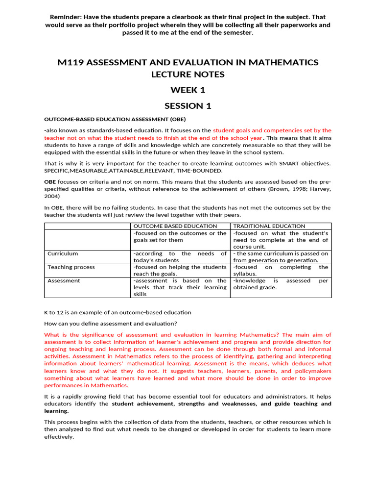 Outcome-Based Education Assessment Guide | PDF | Educational Assessment ...