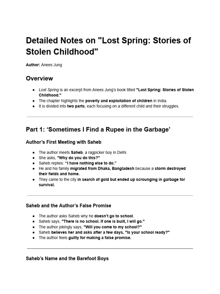 Lost Spring: Childhood in Poverty | PDF