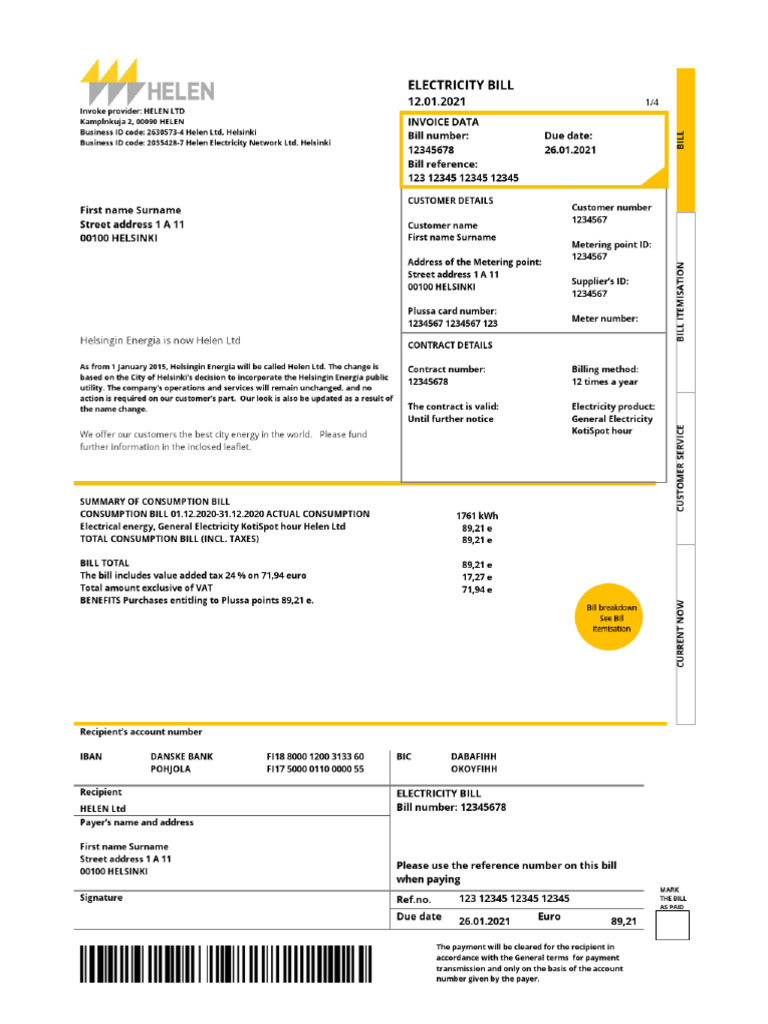Finland Helen Proof of Address Utility | PDF