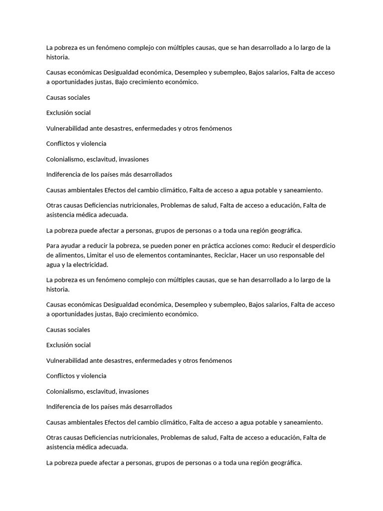 Causas históricas de la pobreza global | PDF | Pobreza | Pobreza e ...