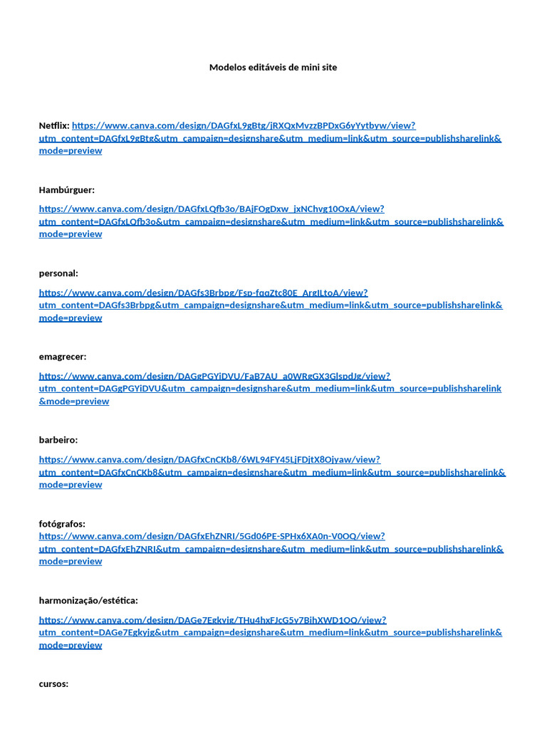 Modelos Editáveis de Mini Site | PDF