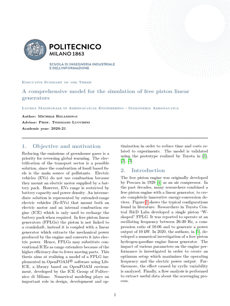 A Comprehensive Model For The Simulation of Free Piston Linear | PDF ...
