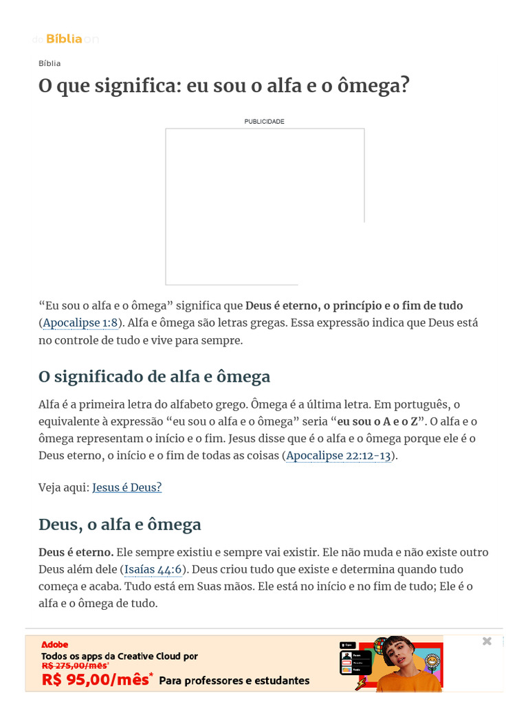 Significado de Alfa e Ômega na Bíblia | PDF