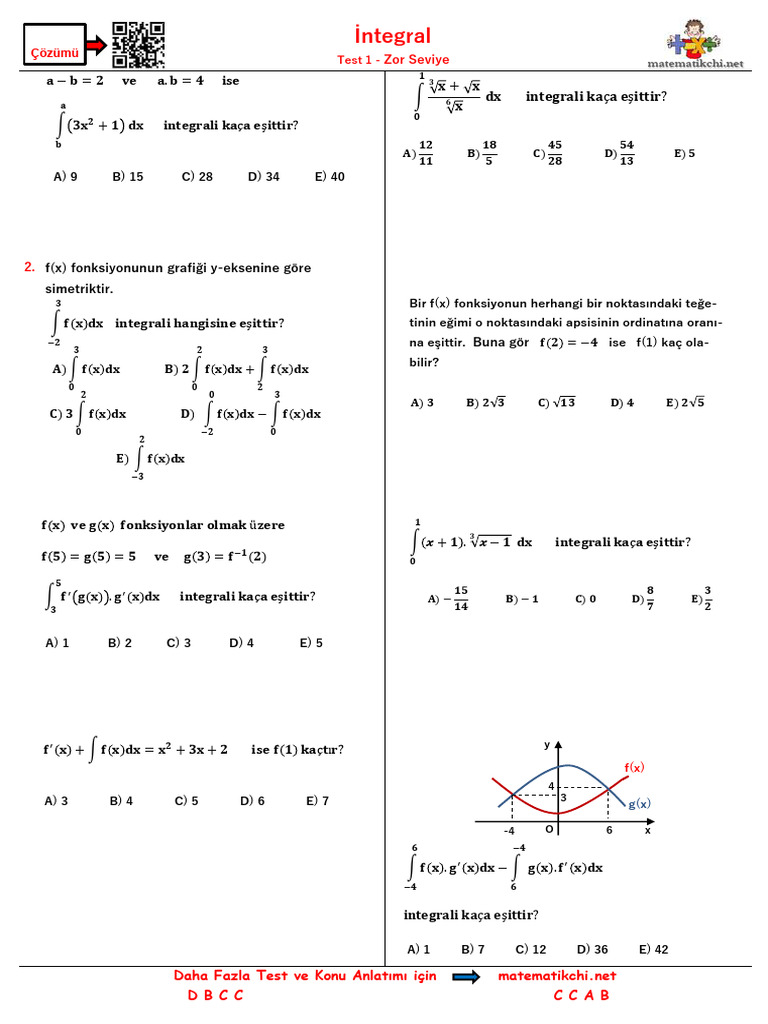 Integral Test 1 Z 2 | PDF