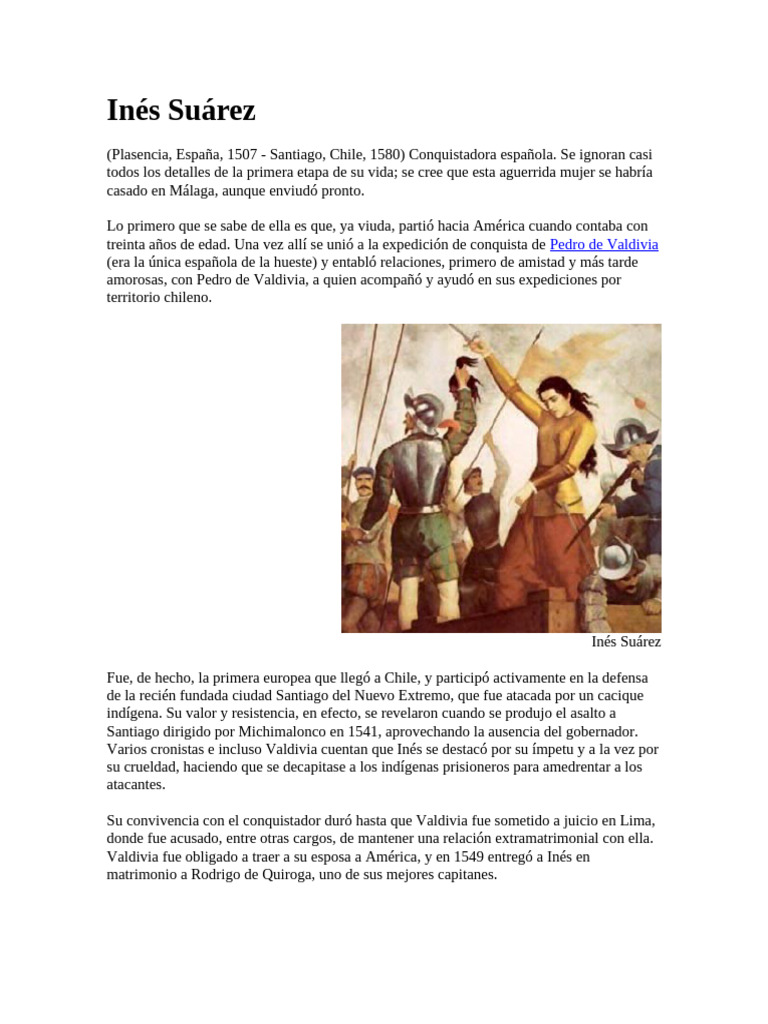 Inés Suárez: Conquistadora de Chile | PDF