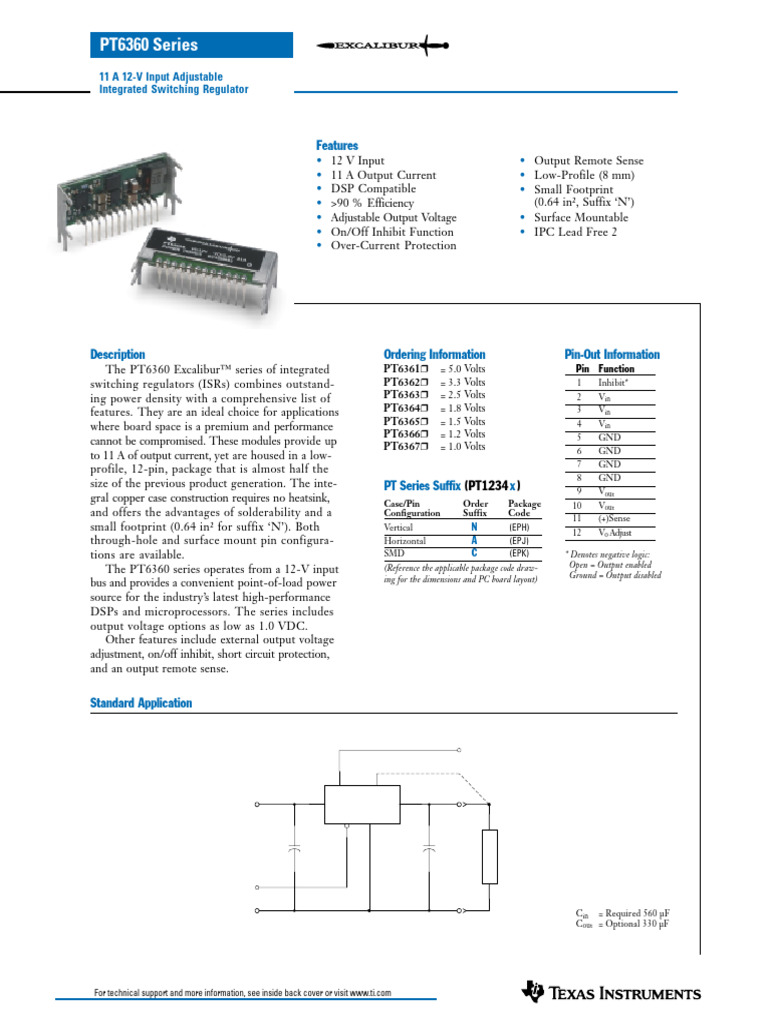 Texasinstruments - PT6360 Series | PDF | Electrical Equipment ...