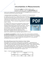 Guidance On Uncertainties in Measurements