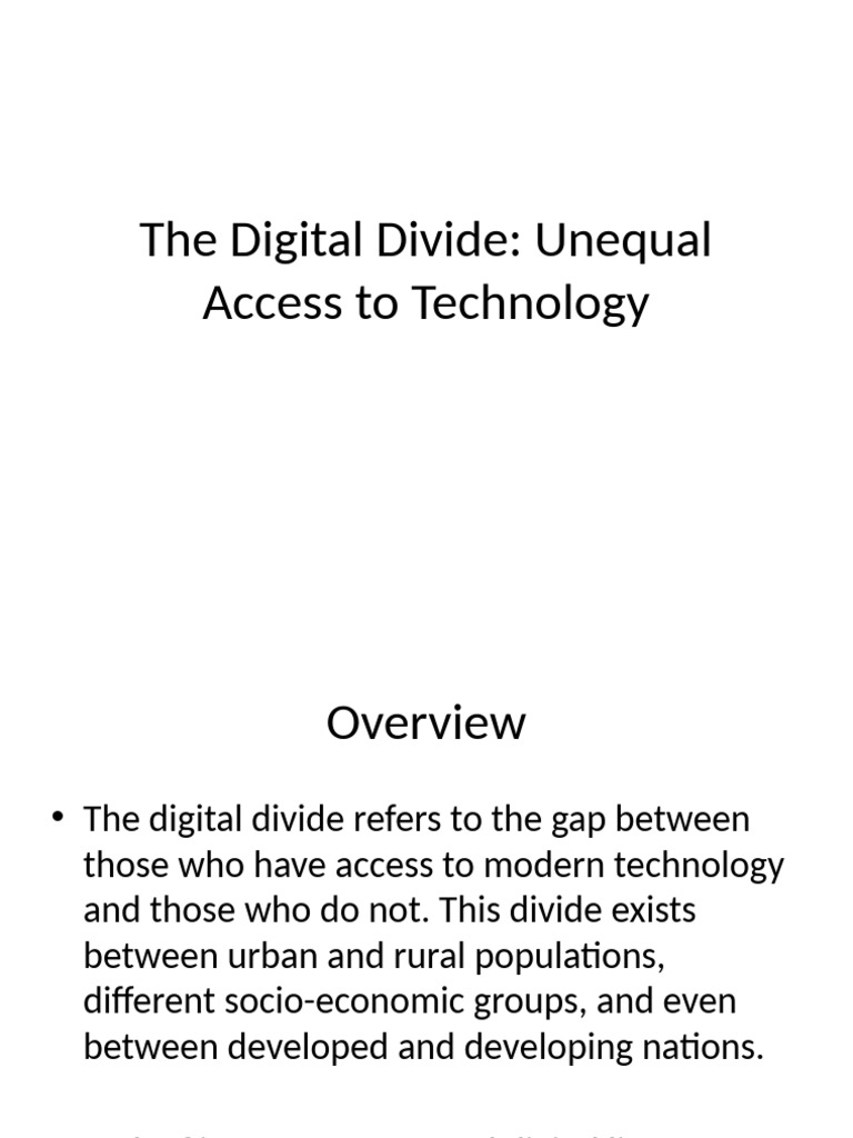 Digital Divide Access To Technology | PDF