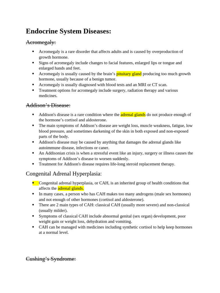 Endocrine System Disease Overview | PDF | Hyperthyroidism | Hypothyroidism
