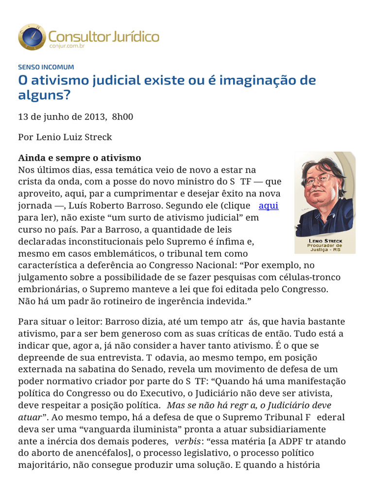 ConJur - Senso Incomum - O Ativismo Judicial Existe Ou É Imaginação de ...