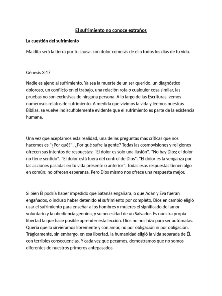 El Sufrimiento y la Esperanza en Dios | PDF | Sufrimiento | Amor