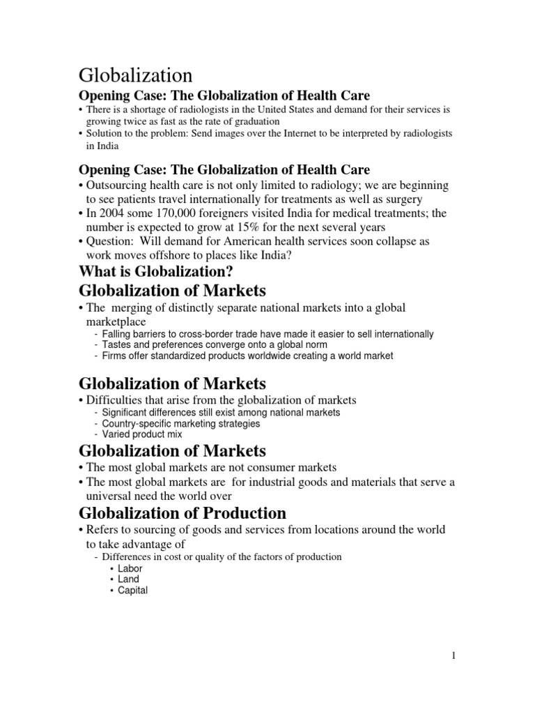 Globalization's Impact on Health Care and Markets | PDF | Social ...