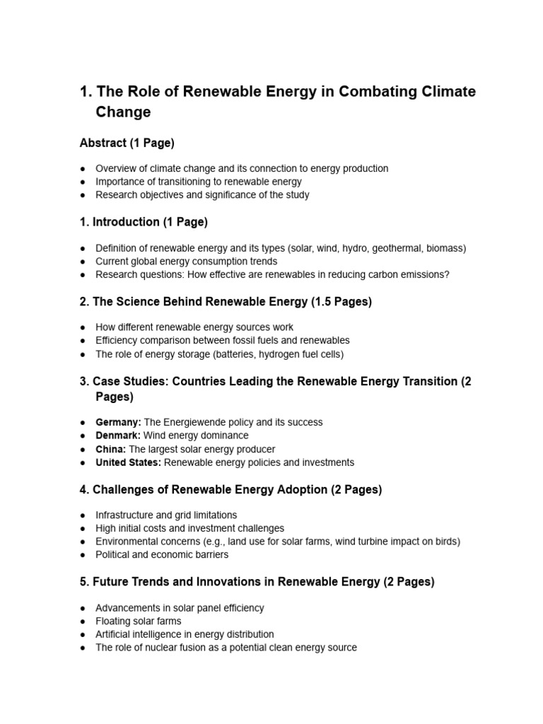 Renewable Energy's Impact on Climate Change | PDF