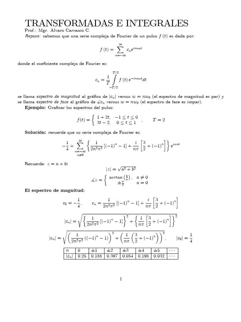 Transformadas e Integrales en Fourier | PDF