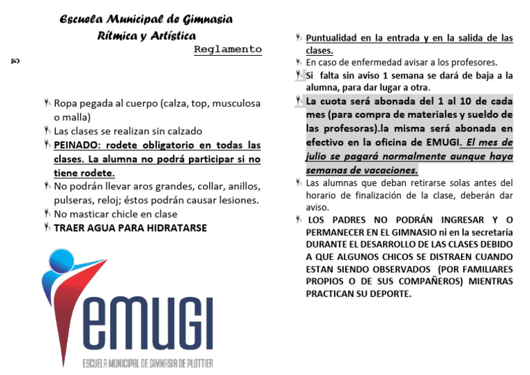 Reglamento de EMUGI para Alumnas | PDF