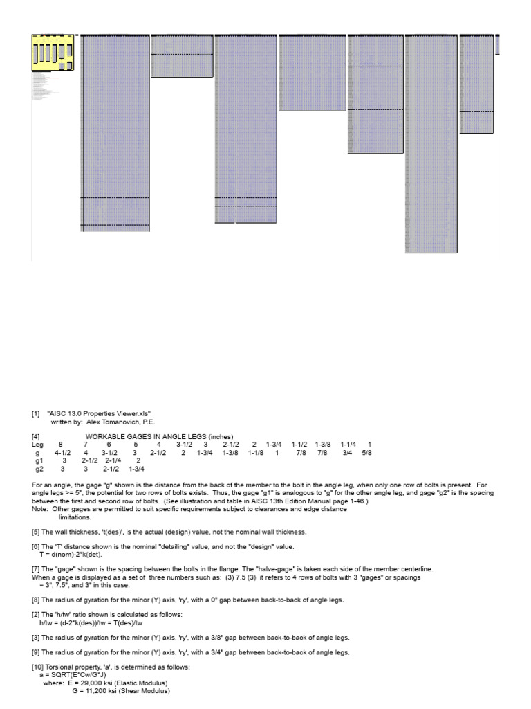 AISC 13.0 Properties Viewer | PDF