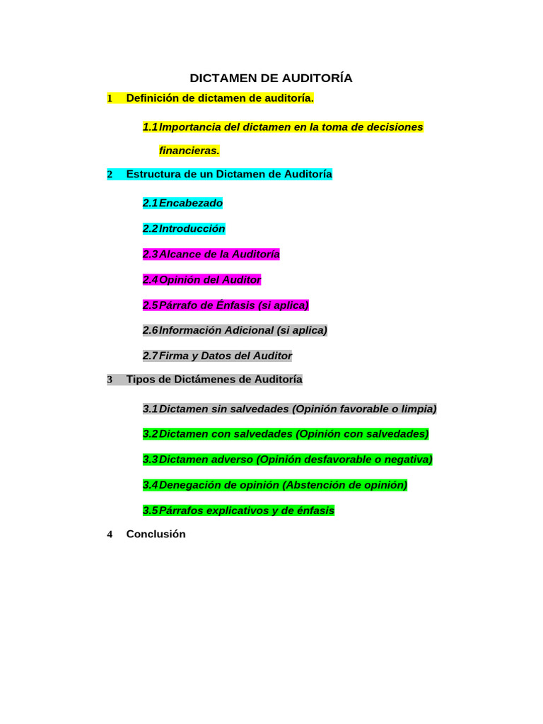 Estructura del Dictamen de Auditoría | PDF