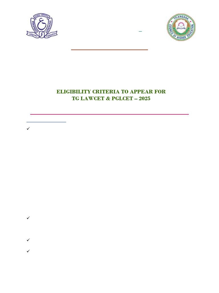 TG LAWCET & PGLCET 2025 Notification | PDF | University And College ...