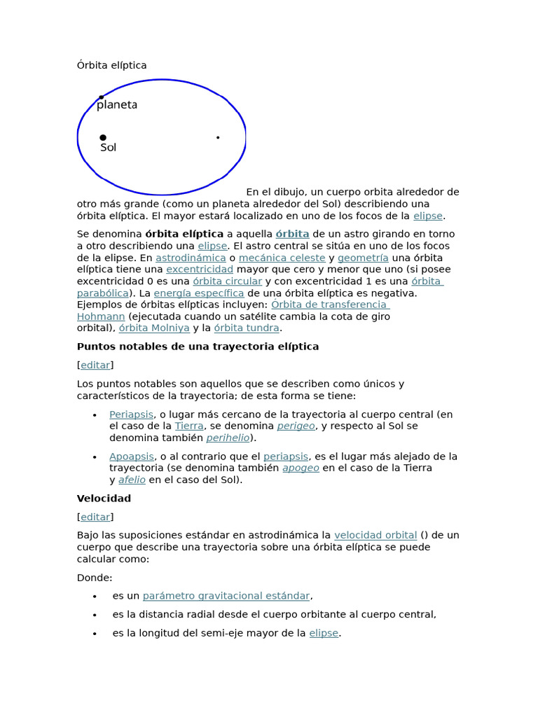 Características de la órbita elíptica | PDF | Orbita | Elipse