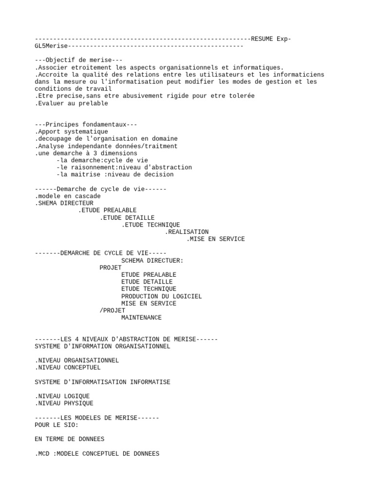 Résumé de la méthode Merise | PDF