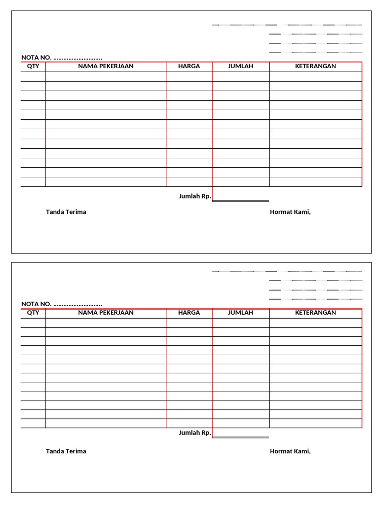 Nota Kontan Excel (Autosaved) | PDF